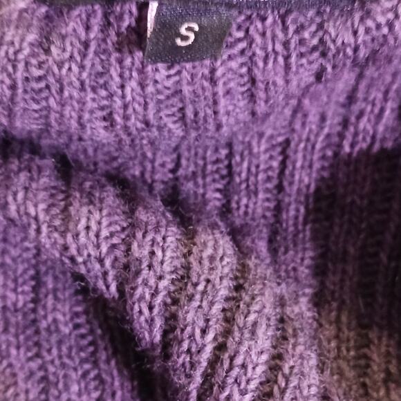 Elisabetta purple cable knit Made in Italy mohair blend ruffle cardigan.… - Picture 5 of 7